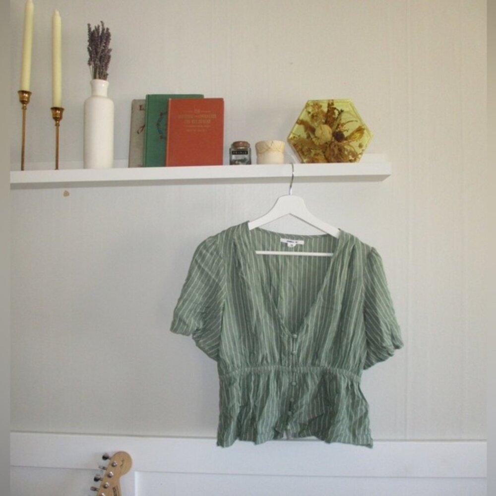 O'Neill Sage Green Striped Blouse